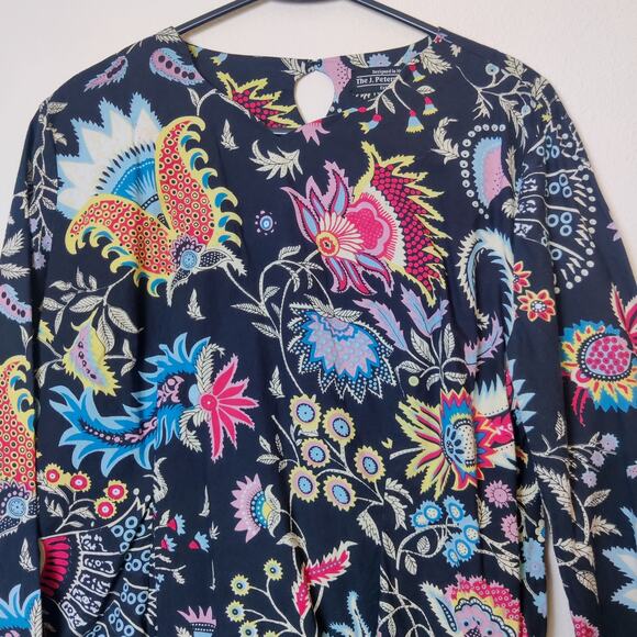 J. Peterman Epiphany Long Sleeve Cotton Tunic Small Black Colorful Boho Paisley - Picture 5 of 12